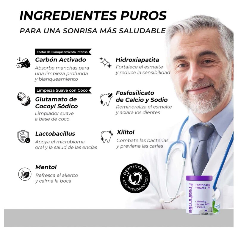 Freshmile Pastillas De Dientes Higiene Bucal Limpieza Dental Fm108 Menta