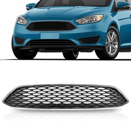 UnayKolb Front Upper Grill Honeycomb Style Grille Black With Chrome For 2015 2016 2017 2018 Ford Focus S SE F1EZ8200A