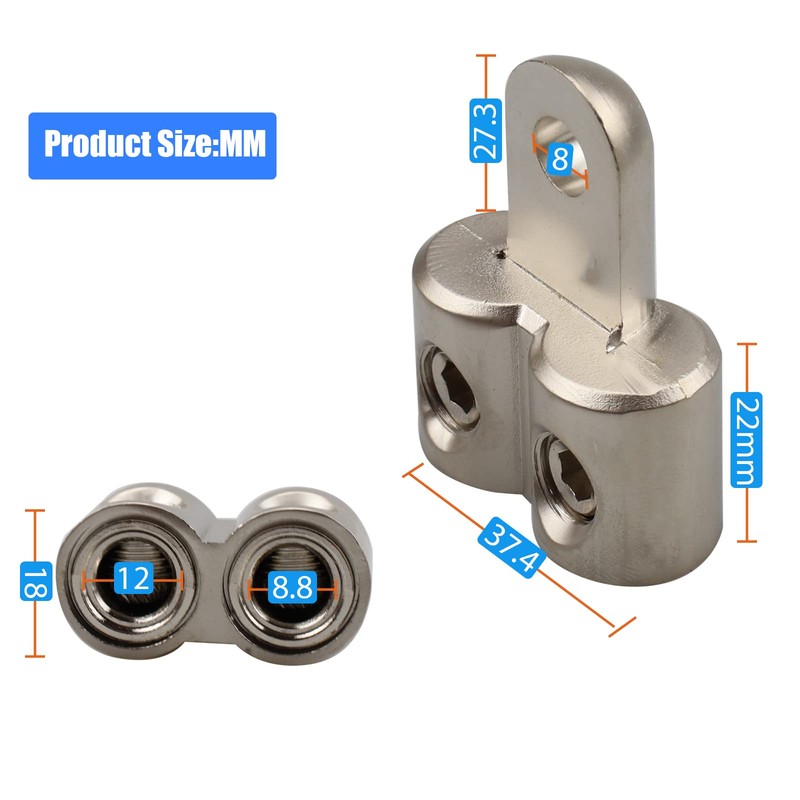 ZOOKOTO Classic Dual 2/0 Gauge Inputs to 5/16-Inch Ring Terminal