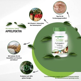Fairvital | Apfelpektin Tabletten - mit löslichen Ballaststoffen, Calcium und Vitamin C - VEGAN - 100 Tabletten