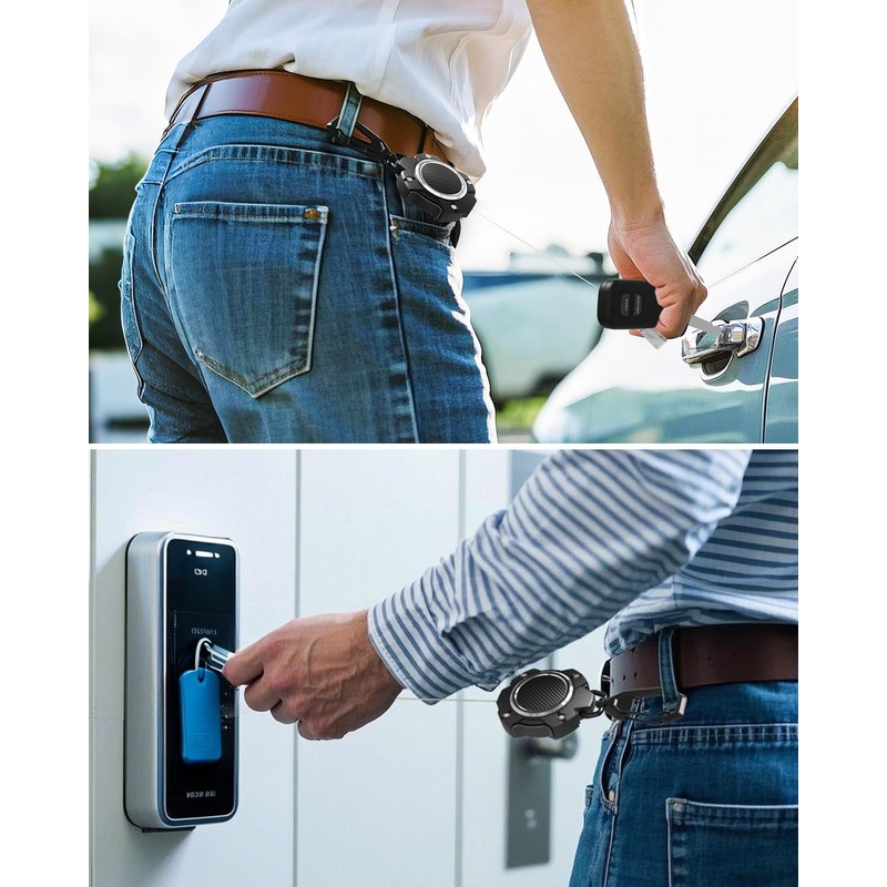 LIUGX Retractable Keychain, Heavy Duty Carabiner Key Chains, 10,000+ Rebound,