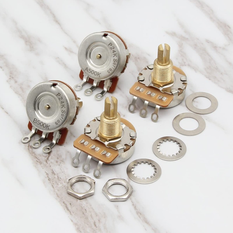 FLEOR A500K+B500K Guitar Tone/Volume Pots 24-Spline Long Split Shaft Guitar
