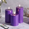 Girimax Purple Flameless Pillar Candles with Remote, Flickering Battery LED