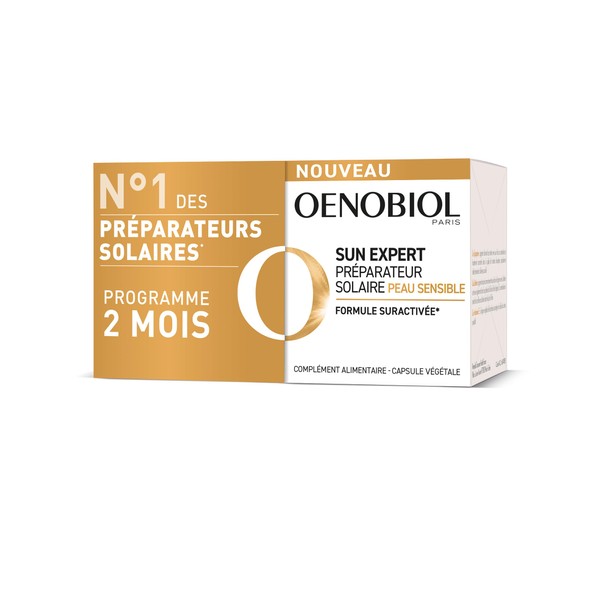 OENOBIOL Sun Expert Sun Preparation for Sensitive Skin – Reinforced Cellular Protection 2 – Promotes Intense and Radiant Hairs – 2 x 30 Capsules – 2 Months Programme