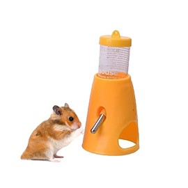 Litewoo Botella de agua 2 en 1 para hámster, bebedor automático y cabina, se adapta a hámster enano sirio, ratón, jerbo, ratones, chinchilla, animal pequeño (amarillo)