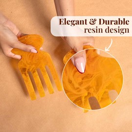 Folkulture Salad Hands - Resin, Orange Serving Utensils Set of 2, Stylish Salad Servers or Salad Tongs, Decorative Salad Serving Utensils for Home, 8 inch (Sunny Orange)