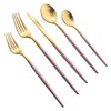 Uniturcky Silverware Set, Hand polished Matte Gold Pink Flatware Cutlery