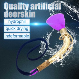 Wakects Saxophone Cleaning Cloth, Artificial Deerskin Velvet Tube Swab Instrument Cleaning Rag with Rope for Sax Clarinet Tubular Instruments