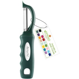 Spring Chef Professional Swivel Vegetable Peeler for Kitchen, Stainless Steel Potato Peeler with Comfortable Handle, Dishwasher Safe Food Peeler for Apple, Veggie, Carrot, Cucumber - Pine Green