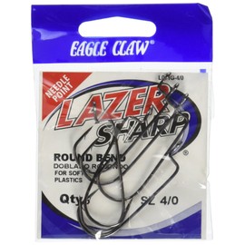 Eagle Claw L091gh-4/0, Gusano Lazy Round Bend Unisex Adulto, Multi, 091 Anzuelo Recto 4 0 6 Piezas