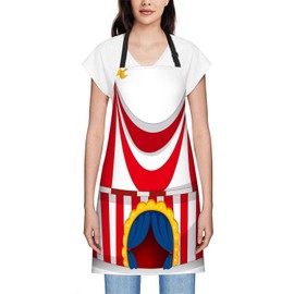 Smooffly Circus Tent Apron Unisex Adjustable Bib Apron Cooking Kitchen Chef Women Men Aprons for Home Kitchen, Restaurant,Coffee House,Shop,Garden