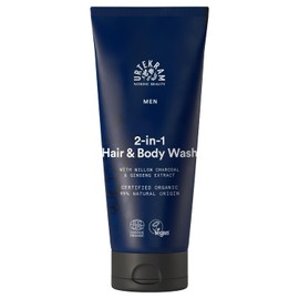 Urtekram - Men's 2-in-1 Hair & Body Soap - With Ginseng Extract & Organic Charcoal - Refreshing & Revitalising - 200 ml - Vegan, Organic, Natural Origin