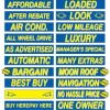 EZ Lettering Yellow and Blue Car Dealer Windshield Stickers Slogans