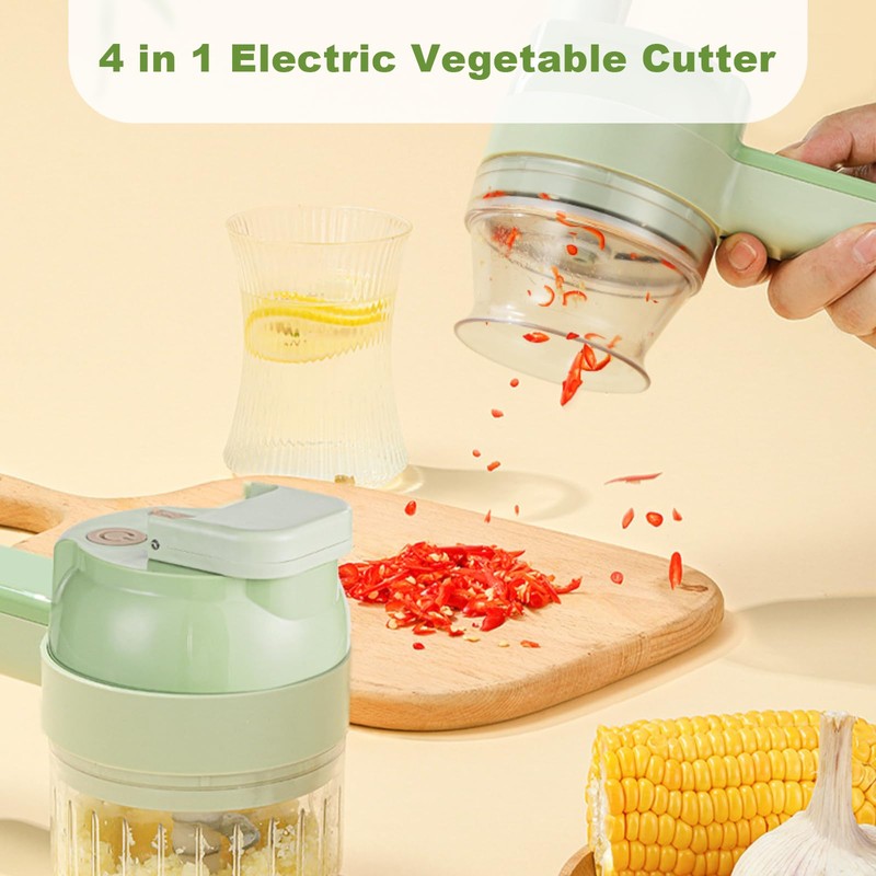 AXEDAES 4 in 1 Multi-Functional Portable Electric Vegetable Cutter Set,