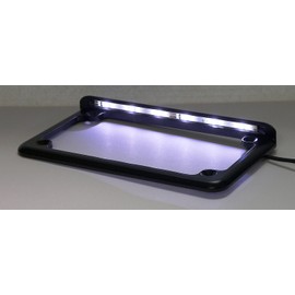Complete Motorcycle License Plate Frame White LED 6" (Black)