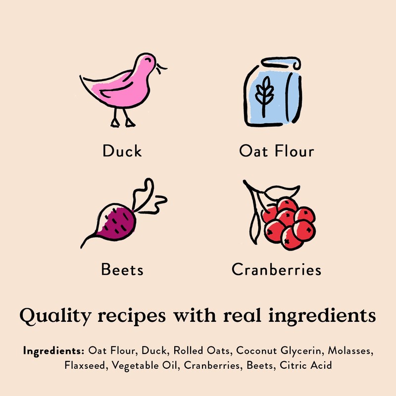 Bocce's Bakery Oven Baked Duck Recipe Treats for Dogs, Wheat-Free