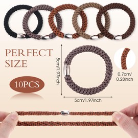 Pack of 10 Hair Bobbles Men's Elastic Ponytail Holder Hair Bobbles Braided Hair Bands Scrunchies Hair Bands Women Soft Woven for Girls Thick and Curly Hair No Damage