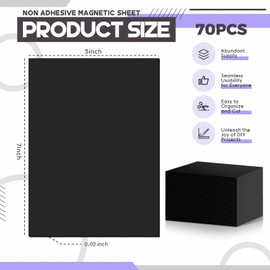 Dinifee 70 Pcs Non Adhesive Magnetic Sheet 5 x 7 Inch for Die Storage Flexible Magnetic Sheets Plain Sheet for Arts and Crafts Scrapbooking DIY Photography, Easy to Cut and Organize
