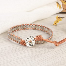 KELITCH Women Wrap Bracelets Gray Agate Bead Bracelets Charm Bangles Fashion Jewelry