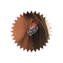 TseenYi Rhinestone Ear Climber Earrings Crystal Wing Ear Jacket Earrings
