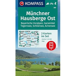 KOMPASS Wanderkarten-Set 797 Münchner Hausberge Ost, Bayerische Voralpen, Isarwinkel, Tegernsee, Schliersee, Achensee (3 Karten) 1:25.000: inklusive ... in der KOMPASS-App, Fahrradfahren, Skitouren