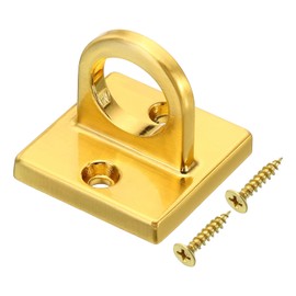 PATIKIL Pad Eye Plate U Hooks, Metal Ceiling Hook Wall Mount Loop with Screws Hardware Ring Hooks for Hanging Ropes in Queue Barrier, Golden