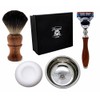 Set of 4 wooden shaving set for men grooming. The