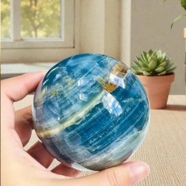 Natural Blue Onyx Stone Sphere Blue Lace Onyx Ball DecorBlue Onyx Crystal SphereColor: Blue, Size: 6-6.5cm