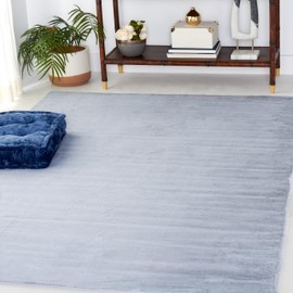 SAFAVIEH Washable Rug Faux Rabbit Fur Shag Collection - 3' x 5', Light Grey, Slip Resistant & Easy Cleaning, Ideal for Living Room, Bedroom, Nursery, Boys & Girls Kids Playroom, Dining Space (FRF976F)