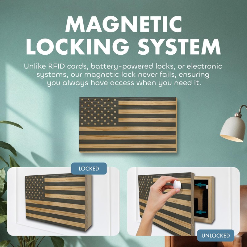 American Flag Hidden Gun Safe - Quick Access Hidden Gun