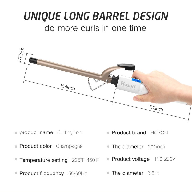 Hoson 1/2 Inch Curling Iron Professional, Ceramic Tourmaline Curl Wand