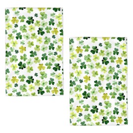 BETGINY St Patricks Day Kitchen Towels 16x24 Inch 2 Pcs, Spring Sage Green Watercolor Shamrock Decorative Dish Towels, Seasonal Plant Decor Hand Towels Absorbent Dishcloth for Home Kitchen Dining