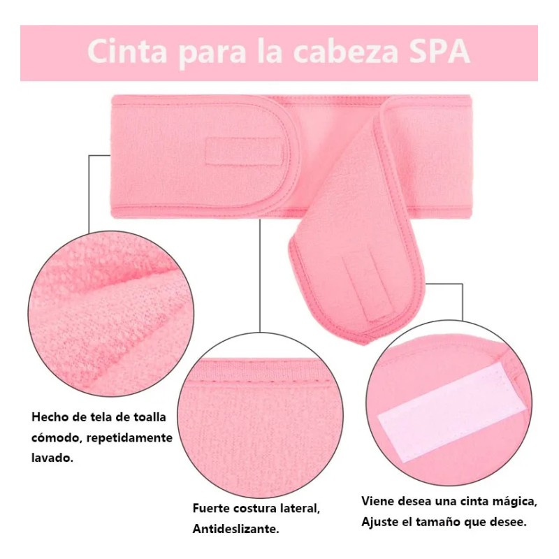 Facial Spa Diadema Maquillaje Cinta Mágica Cabello 6 Pza Blanco