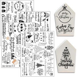 Hongma Hongma Rub On Sticker 19x14cm-Großformat Weihnachten Transfers 4PCS Sprüche für Raysin für Keraflott Glas Holz DIY Deko Rub On Folie Rubons Aufkleber (weihnachten kompliziertes Muster)