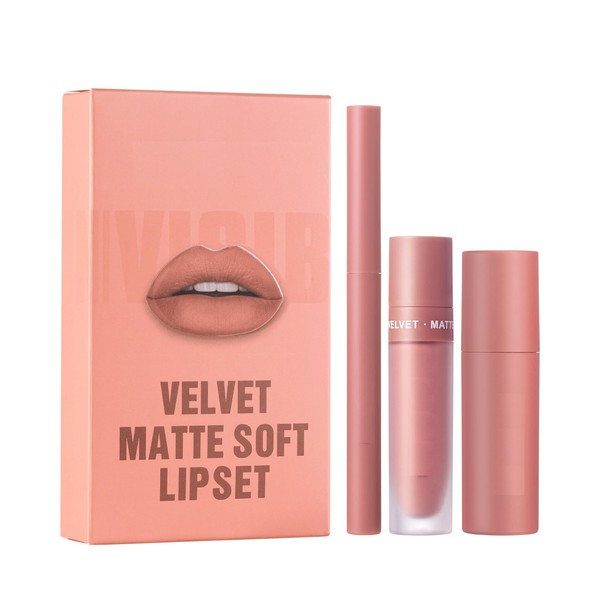 Matte velvet lipstick, 3pcs lipstick set, durable waterproof lipstick set