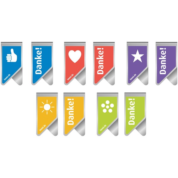 immi 5 Coloured Thank You Paper Clips, Wing Clips, Paper