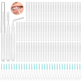 Lezmarket 300PCS Interdental Brushes for Braces, Soft and Bendable Dental Brush for Orthodontic Braces, Braces Cleaner Brush Tooth Pick Teeth Flossers Brushes for Teeth (White)