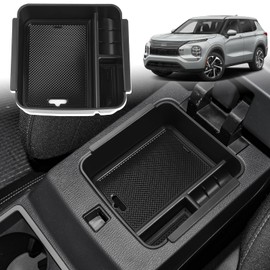 ANFOKAS Compatible with 2022 2023 2024 2025 Mitsubishi Outlander Accessories (Not Fit Outlander Sport) Car Center Console Organizer Armrest Storage Box Armrest Cover Tray Insert