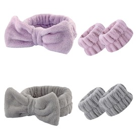 2 Sets Makeup Headbands For Women, Make Up Hair Headband, Skincare Wristbands, Cute Makeup Headband And Women'S Wristband, Skincare, Makeup Removal, Beauty Elastic Headband