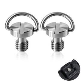 EUYKQNOI 2 Pieces 1/4 Inch Stainless Steel Camera Screw with D-Ring - Precision Thread for Tripod, Quick Release Plate & Camera Thread Adapter | Rustproof & Compatible with Manfrotto, SmallRig, Sirui