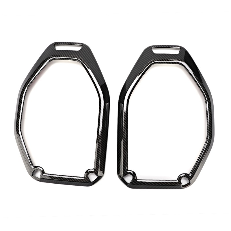 2Pcs Car Carbon Fiber Texture Roof Speaker Ring Cover Trim