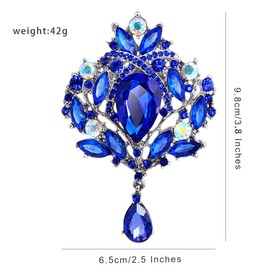 FAIRYGATE Women's Brooches & Pins Blue Crystal Brooch Ladies Brooches UK Rhinestone Alloy Brooch for Women Vintage Blue Crystal Floral Corsage Lapel Pin B3515