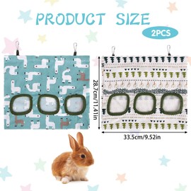 Fadcaer 2 Pcs Rabbit Hay Feeder,Hanging Hay Feeding Bag Guinea Pig Hay Feeder,Hamster Guinea Pig Hay Storage Bag,Pet Hay Feeder for Rabbit,Chinchilla,Hamster,Guinea Pig (3 Holes)