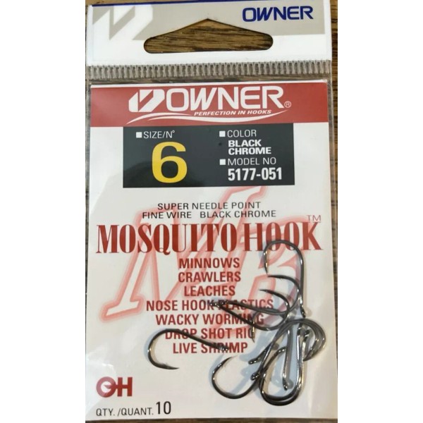 OwnerMosquito Hook #5177-051 Size 6-1pk opf 10pcs-BRAND NEW-SHIPS N 24