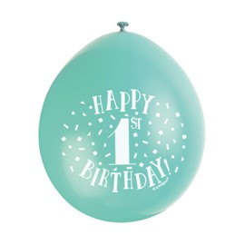 Happy 1st Birthday Assorted Colors Latex Balloons (22cm) Pack of 10 - Festive & Fun Party Decorations, Pink