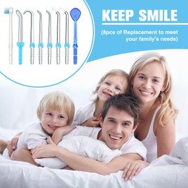 Replacement Tips for Waterpik Water Flosser,Replacement Classic Jet Tips Compatible with Waterpik Oral Irrigator,Replacement Brush Heads for Waterpik,8 Pcs Replacement Parts for Waterpik