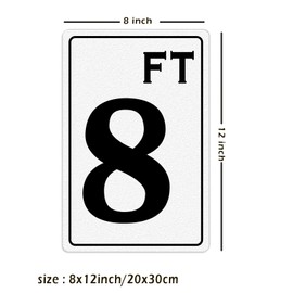 Swimming Pool Deck Depth Marker Signs - Swimming Pool Sign, 8 FT Warning Metal Sign 8X12 Inch