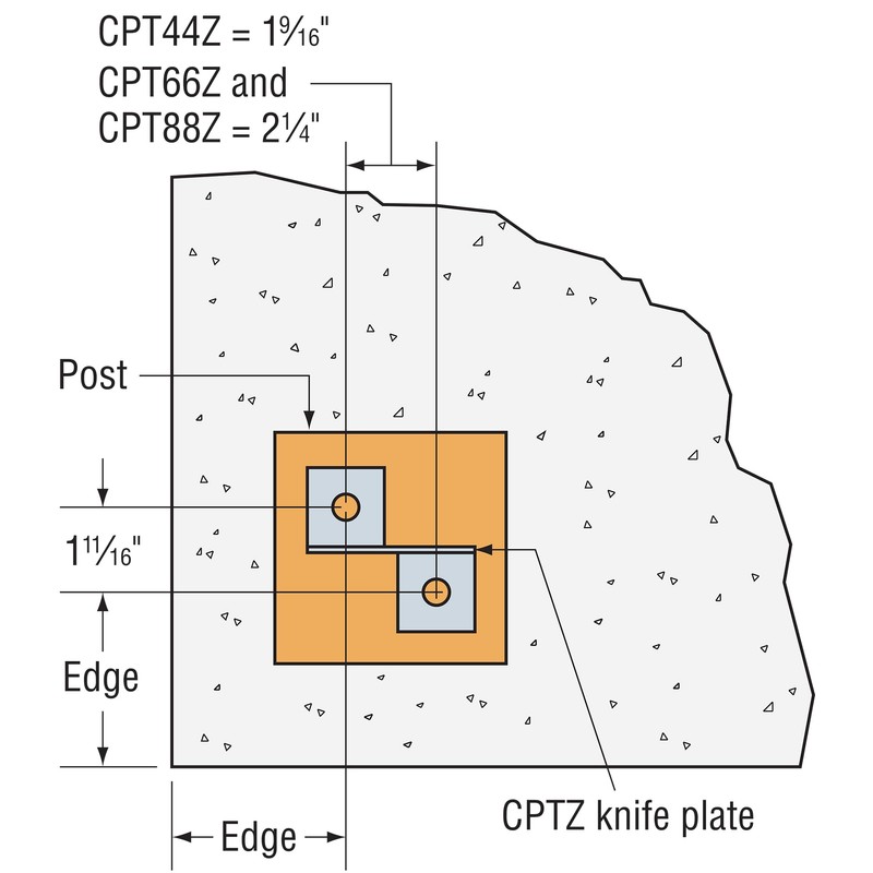 Simpson Strong-Tie CPT66Z CPTZ ZMAX Galvanized Concealed Post Base for