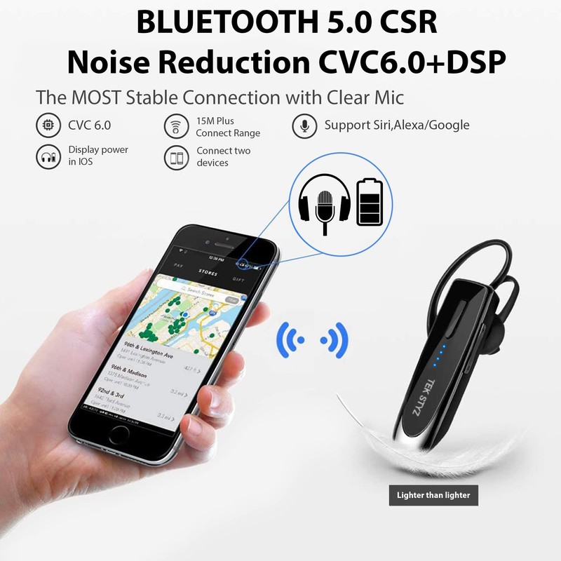 Bluetooth 5.3 Headset Compatible with HTC O2 Exec Wireless Earpiece,