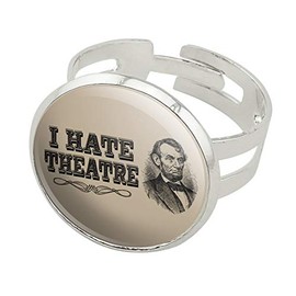 GRAPHICS & MORE I Hate Theatre Abe Lincoln Silver Plated Adjustable Novelty Ring